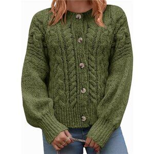 Womens Open Front Cardigan Sweaters Green